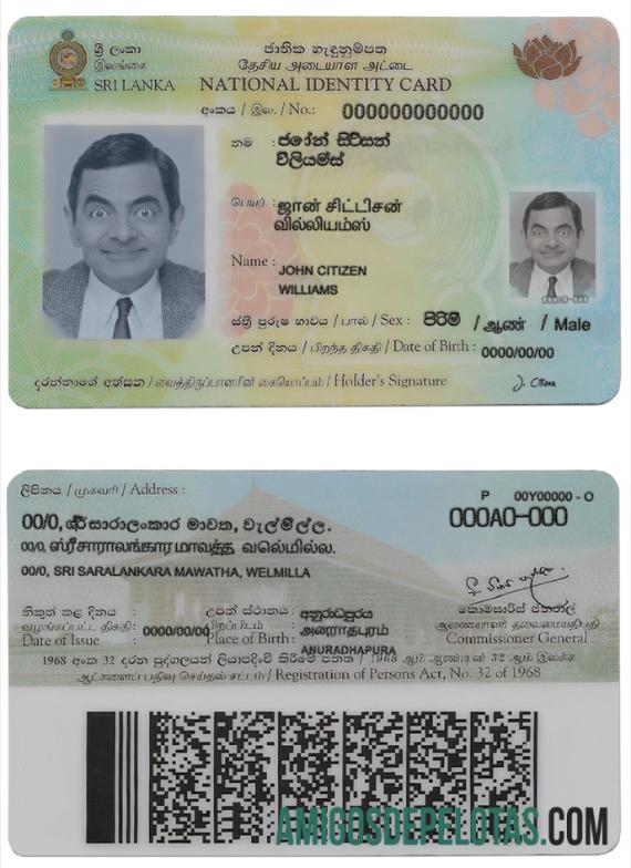Modelo de carteira de identidade imprimível do Sri Lanka em formato PSD, versão 2